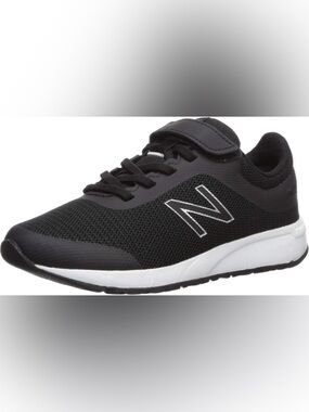 New Balance Kids Black and White Athletic Sneakers with Hook-and-Loop Strap